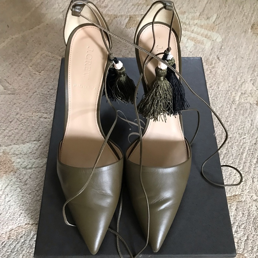 J Crew Collection ankle tie pumps size 10